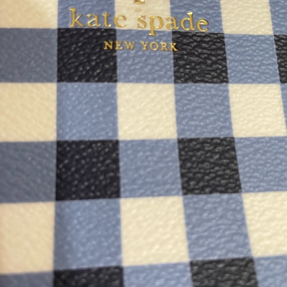 ♠️Kate Spade New York- Navy & White Plaid Hyde Lane Gingham Leila Wristlet, NWT - Picture 6 of 6